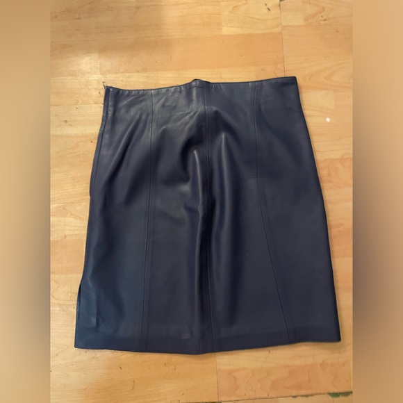 VTG JOHN MICHAEL blue Leather Skirt Size 10 Women A-line Knee Length Casual E22 - Picture 3 of 3